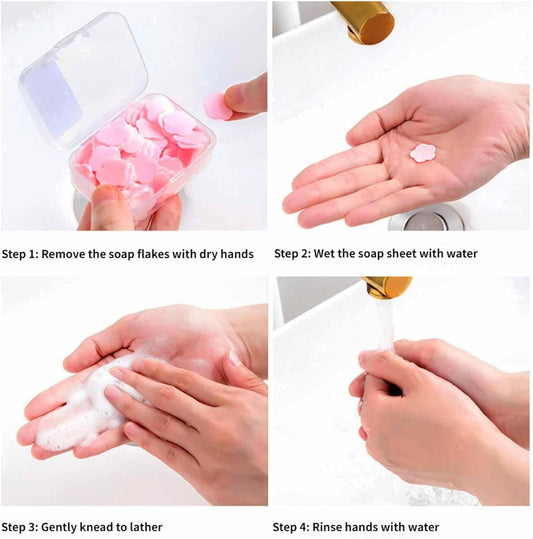 Paper Soap Sheets | Cleaning Washing Hand Bath Toiletry Paper Soap Sheets Petals Soap Flakes with Storage Box for Outdoor