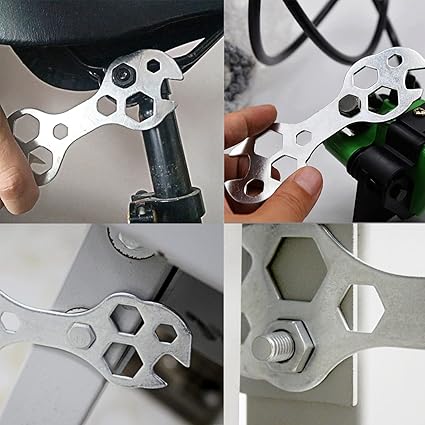 10 in 1 Bicycle Wrench Multi-Function Wrench Mini Steel Bike Tool Kit Spanner Wrench Breaker Bar Craftsman Tool Set Hexagon Bike Tools Snap on Tools Spanner Bicycle Repair Bar Tools Pliers(Silver)
