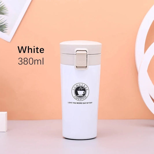 Hot & Cold Stainless Steel Vacuum Flask – 380ml | Double Wall Insulated Water Bottle | Leakproof Coffee & Tea Thermos Travel Mug (random Color)