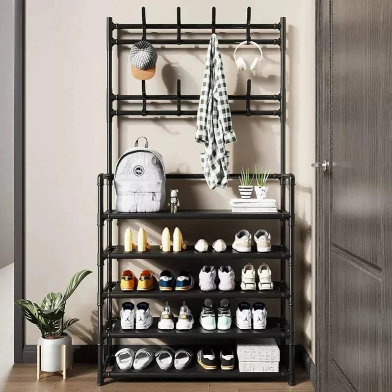 Multifunction 4 Layers Shoe Rack With Clothes Rack