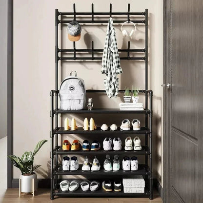 Multifunction 4 Layers Shoe Rack With Clothes Rack