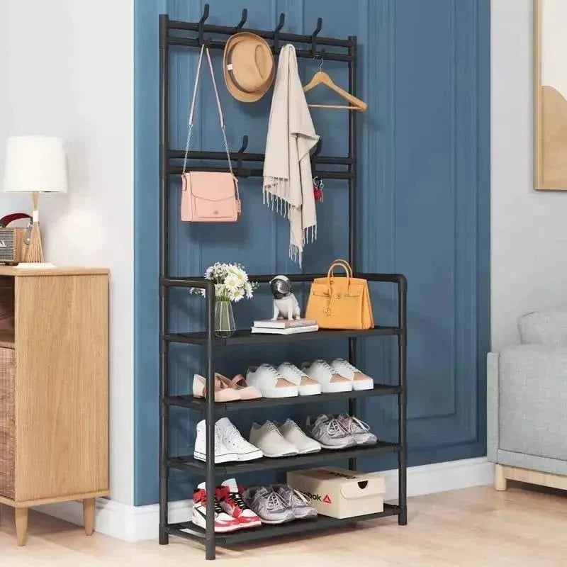 Multifunction 4 Layers Shoe Rack With Clothes Rack
