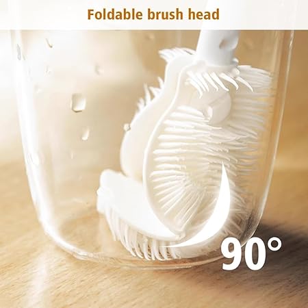 New Silicone Cup Brush Folding Brush Head Long Handle Glass Cleaner White Kitchen Cleaning Tool Drink Bottle Cleaning Brush