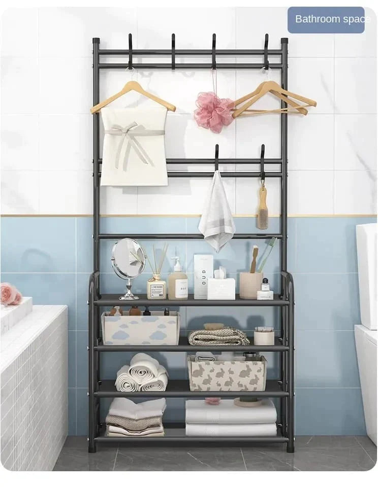 Multifunction 4 Layers Shoe Rack With Clothes Rack