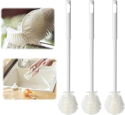 New Silicone Cup Brush Folding Brush Head Long Handle Glass Cleaner White Kitchen Cleaning Tool Drink Bottle Cleaning Brush