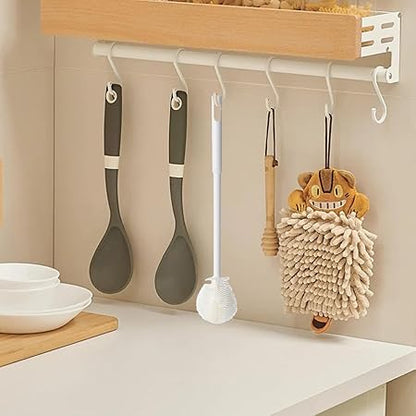 New Silicone Cup Brush Folding Brush Head Long Handle Glass Cleaner White Kitchen Cleaning Tool Drink Bottle Cleaning Brush