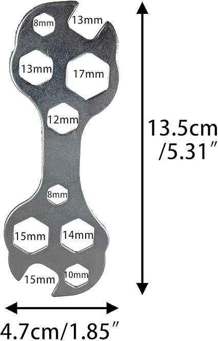 10 in 1 Bicycle Wrench Multi-Function Wrench Mini Steel Bike Tool Kit Spanner Wrench Breaker Bar Craftsman Tool Set Hexagon Bike Tools Snap on Tools Spanner Bicycle Repair Bar Tools Pliers(Silver)