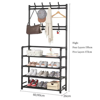 Multifunction 4 Layers Shoe Rack With Clothes Rack