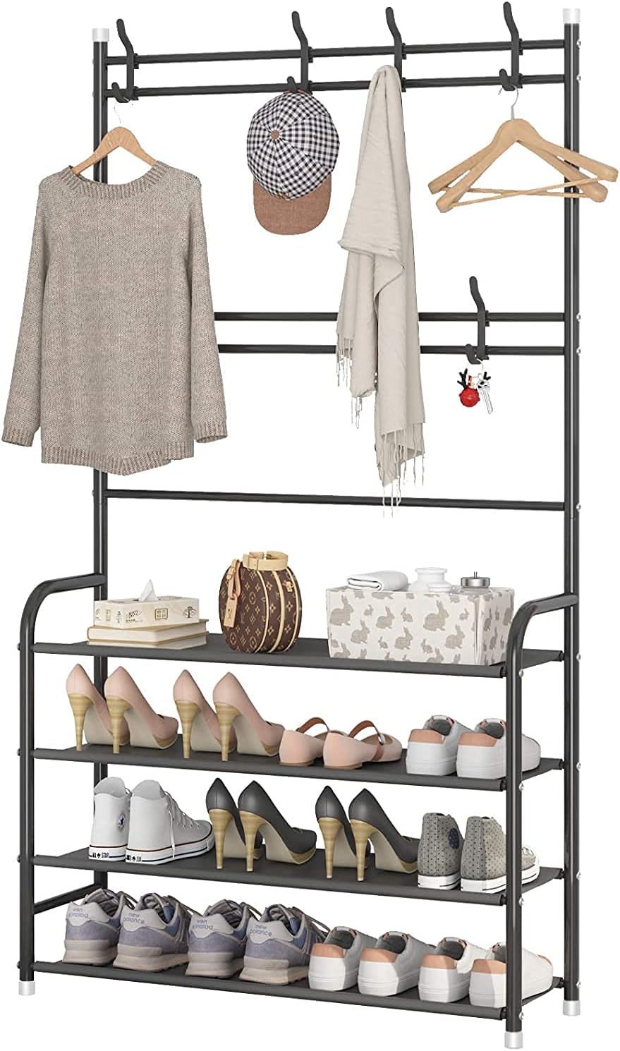Multifunction 4 Layers Shoe Rack With Clothes Rack
