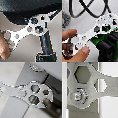 10 in 1 Bicycle Wrench Multi-Function Wrench Mini Steel Bike Tool Kit Spanner Wrench Breaker Bar Craftsman Tool Set Hexagon Bike Tools Snap on Tools Spanner Bicycle Repair Bar Tools Pliers(Silver)