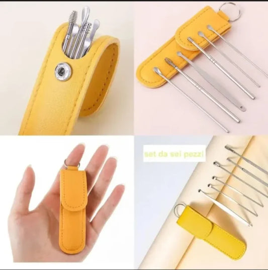 Ear Wax Cleaning Kit, 6 Pcs Ear Pick Tools, Wax Removal Kit, Ear Cleaning Tool Set, Spring Earwax Cleaner Tool for Children and Adult Multicolor.