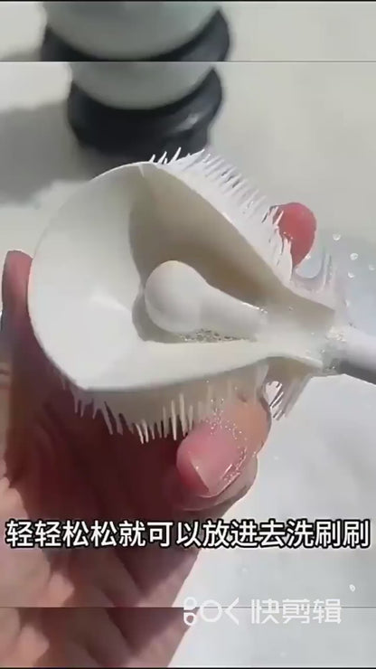 New Silicone Cup Brush Folding Brush Head Long Handle Glass Cleaner White Kitchen Cleaning Tool Drink Bottle Cleaning Brush
